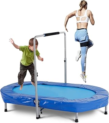 Trampoline d'intérieur pour enfants et adultes avec poignée réglable, mini trampoline double