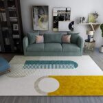 Grand tapis de sol classique imprimé de motifs géométriques rectangulaires pour salon
