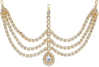 Bijoux de cheveux en perles zafiri pour femme, (or), modèle (zpfk9003), pierre