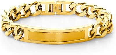 55 bijoux pour hommes, plaque d'étiquette de barre en acier inoxydable, bracelet à