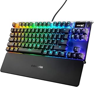 Clavier de jeu mécanique steelseries apex 7 tkl, écran oled, touches rouges, design