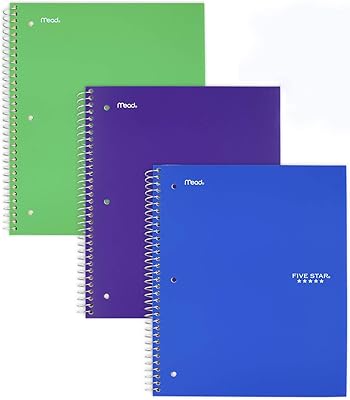 Cahier à spirales five star 5 sujets pour collège, 200 feuilles, 11" x 8-1/2", école, filaire, vert, violet, bleu, paquet de 3 (38460). Avec plus de 300000 références, DIAYTAR COTE D'IVOIRE propose une large gamme de produits allant de l'électronique aux vêtements, en passant par les produits alimentaires et les articles de maison. Cette boutique en ligne généraliste est idéale pour ceux qui cherchent à faire des achats pratiques et rentables. Elle offre une expérience de shopping en ligne sécurisée et fiable.