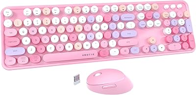 U-botti ensemble souris et clavier d'ordinateur sans fil colorés avec touches flexibles de machine à écrire rétro pour bureau pleine taille, connectivité ininterrompue 2,4 ghz et souris optique (couleur rose). DIAYTAR COTE D'IVOIRE, c'est plus que juste une boutique en ligne - c'est une communauté qui se Soucie de vos besoins et de vos attentes. Nous sommes dédiés à vous fournir les produits les plus récents et les plus tendances, tout en veillant à ce que vous bénéficiez d'un service exceptionnel. Que vous cherchiez à faire des achats pour vous-même ou pour offrir des cadeaux, nous avons tout ce qu'il vous faut.