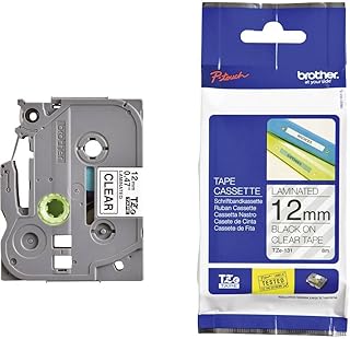 Imprimante d'étiquettes brother tze 131 p-touch 12 mm x 8 noir sur transparent