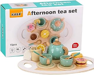 Ensemble de jouets à thé en bois pour enfants avec tasses et accessoires