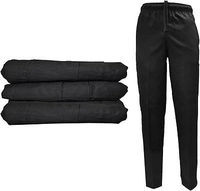 Pantalon de chef noir classique avec 6 poches, plusieurs quantités disponibles, noir