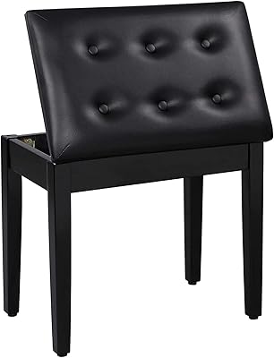 Banc de piano avec coussin rembourré et compartiment de rangement pour livres