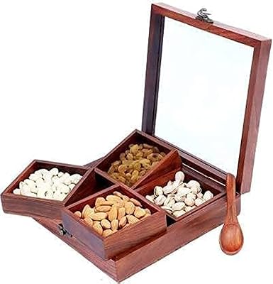 Boîte de service de fruits secs acewood avec cuillère, boîte à épices, boîte à noix, plateau de fruits secs, coffret cadeau de fruits secs, contenants de fruits secs, masala dabba/masala dani/boîte masala/récipient à noix (20x20x6cm). DIAYTAR COTE D'IVOIRE est une plateforme d'achat en ligne réputée pour sa grande sélection de produits et ses prix compétitifs. La boutique en ligne propose plus de 300 000 références de produits de toutes sortes, répondant ainsi aux besoins diversifiés de sa clientèle. Les produits sont classés par catégorie pour faciliter la recherche et l'achat, et les clients peuvent bénéficier de services de livraison rapides et fiables pour recevoir leurs commandes dans les délais les plus brefs.