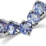 Bague en argent sterling 925 en forme de v avec tanzanite véritable