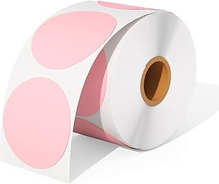 Étiquettes thermiques auto-adhésives de 5 cm, roses, rondes et polyvalentes, création de logo