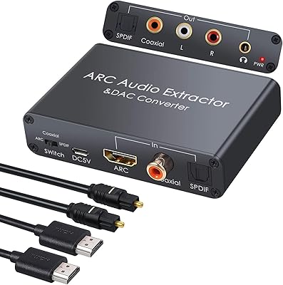 Convertisseur audio numérique vers analogique, extracteur audio hdmi arc, canal de retour audio hdmi, avec spdif coaxial et analogique 3,5 mm l/r 3,5 mm, convertisseur audio optique numérique stéréo, coaxial vers 3,5 mm et rca. DIAYTAR COTE D'IVOIRE est une boutique en ligne généraliste qui propose plus de 300 000 références de produits divers. Elle est considérée comme l'une des boutiques en ligne les plus importantes et les plus fiables de Côte d'Ivoire. Les clients peuvent y trouver tout ce dont ils ont besoin, des produits alimentaires aux produits high-tech.