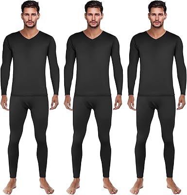 Ensemble de sous-vêtements thermiques pour hommes, caleçon long chaud d'hiver, col en v