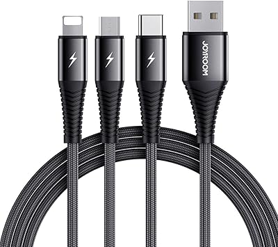 Câble de chargement multi-tressé joyroom 1,2 mètres câble de transfert de données usb 3 en 1 avec connecteur mobile/type c/micro usb pour iphone, android et plus - noir. La boutique en ligne DIAYTAR COTE D'IVOIRE se démarque par son vaste choix de produits et son engagement à offrir le meilleurs service client. Elle propose une large gamme de produits allant de l'électronique aux produits alimentaires. Les clients apprécient la facilité de navigation et les options de paiement sécurisées.