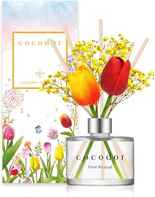 Diffuseur de tulipes cocodor et vraies fleurs préservées, bouquet de fleurs / 6,7
