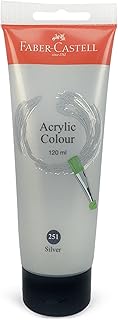Tube de peinture acrylique faber-castell, 120 ml, argent