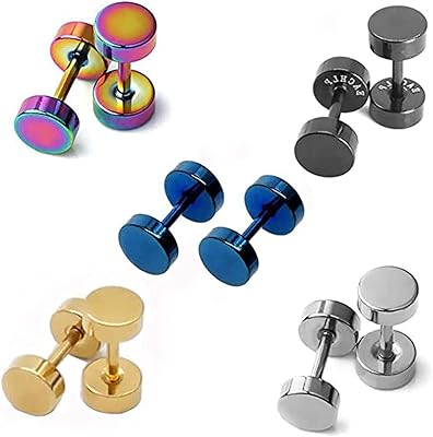 Boucles d'oreilles krstudent dot, boucles d'oreilles haltères en acier titane poli, boucles d'oreilles
