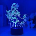 Lumière led 3d anime genshin impact ventia pour chambre à coucher, salon, décoration
