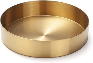Plateau rond effelex en acier inoxydable doré pour bijoux, maquillage et bougies
