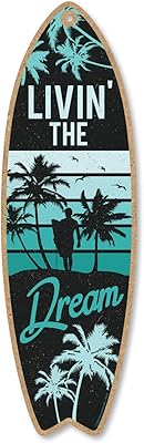 Honey dew gifts living the dream planche de surf 5" x 16", panneau en bois, décoration de bar tiki, décoration sur le thème de la plage, décoration murale pour la maison. La boutique en ligne DIAYTAR COTE D'IVOIRE est synonyme de qualité et de confiance, offrant à ses clients une expérience d'achat unique et personnalisée. Avec une équipe de professionnels dévoués, elle garantit une livraison rapide et sécurisée de tous les produits commandés. Les clients peuvent ainsi profiter d'une large gamme de produits sans quitter leur maison.