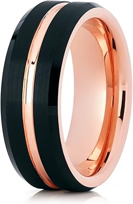Bague de mariage en tungstène or rose bague unique pour hommes et femmes