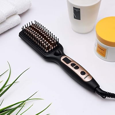 Brosse à cheveux geepas/revêtement céramique/contrôle numérique de la température, noir