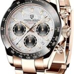 Montre-bracelet à quartz pour hommes, grand cadran, bracelet en cuir véritable, étanche, chronographe