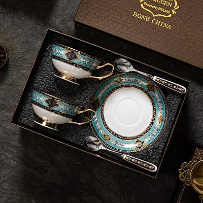 Ensemble de tasses à café en porcelaine anglaise de luxe européen, service à