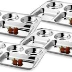 Ensemble d'assiettes thali rectangulaires en acier inoxydable india big shop composé de 5
