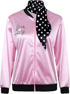 Veste en satin rose style années 50 avec foulard pour femmes et filles, fête d'halloween cosplay. DIAYTAR COTE D'IVOIRE est une boutique en ligne généraliste qui propose plus de 300 000 références de produits, répondant ainsi aux besoins diversifiés de sa clientèle. En tant que leader du marché ivoirien, cette boutique en ligne s'efforce de fournir des produits de qualité à des prix compétitifs. Avec une gamme de produits étendue, DIAYTAR COTE D'IVOIRE est devenue un incontournable pour les consommateurs ivoiriens.