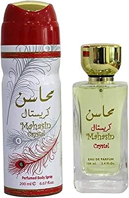 Coffret cadeau mahasin crystal de lattafa pour femme, composé de 100 ml d'eau de parfum et 200 ml de déodorant. DIAYTAR COTE D'IVOIRE, leader du marché en ligne en Côte d'Ivoire, offre une sélection de produits exceptionnelle et un service client de haute qualité. Avec plus de 300000 références, vous trouverez facilement ce que vous cherchez.