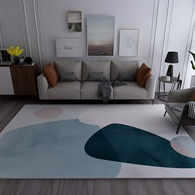 Grand tapis imprimé géométrique au design vintage, grand tapis de sol pour salon