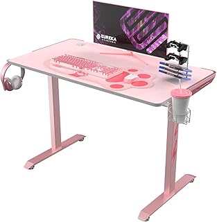 Bureau de jeu eureka ergonomic i1-s rose petit bureau pour pc