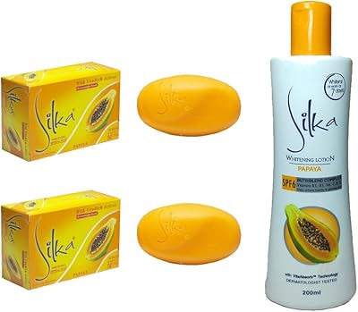 Ensemble savon et lotion silka papaya - blanchiment naturel anti-âge à base de plantes. DIAYTAR COTE D'IVOIRE, leader incontesté de la vente en ligne en Côte d'Ivoire, propose une sélection incroyable de produits qui correspond à tous les goûts et à tous les budgets. Nous sommes fiers de notre engagement à offrir des prix compétitifs, des livraisons rapides et un service client exceptionnel, ce qui nous permet de maintenir notre position de leader sur le marché. Notre plateforme en ligne est conçue pour être facile à utiliser et accessible à tous.