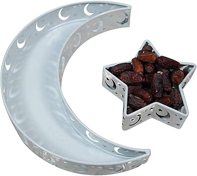 Décorations de l'aïd moubarak, assiette du ramadan, plateau de nourriture créatif lune