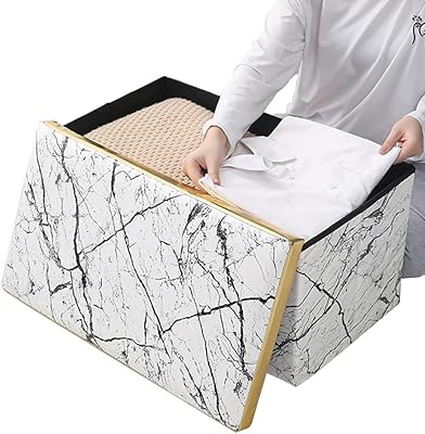 Pouf et repose-pieds pliables newstyle, capacité 110 l, pour salon, chambre à coucher, gris foncé (76 x 38 x 38 cm, pierre rose blanche). DIAYTAR COTE D'IVOIRE se distingue par sa qualité de service, sa fiabilité et ses prix compétitifs, ce qui en fait la destination préférée des consommateurs ivoiriens pour leurs achats en ligne.