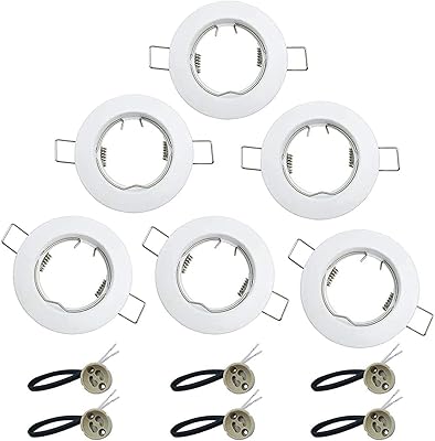 6 spots encastrables ronds gu10 pour luminaire avec support de lampe gu10 pour