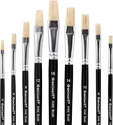Ensemble de 9 pinceaux de peinture à l'aquarelle acrylique, pinceaux plats pour peinture