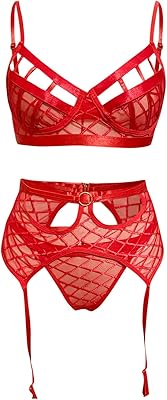 Lingerie trois pièces en dentelle et maille imprimée pour femmes lingerie