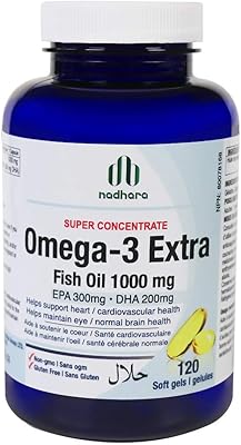 Supplément d'huile de poisson supplémentaire nadara omega-3, 120 gélules molles