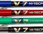 Pilot v7 hi-techpoint roller balls 4 pièces noir/bleu/vert/multicolore/rouge