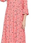 Chemise de nuit mi-longue en coton à motif floral pour femme (ns1352r22_pink_s), rose
