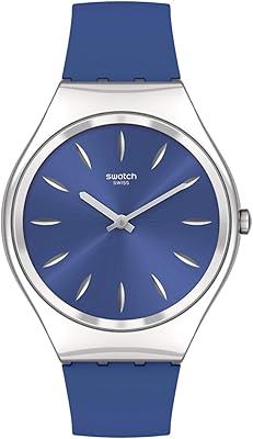 Montre décontractée unisexe avec mouvement à quartz et bracelet en acier, bleu, 16