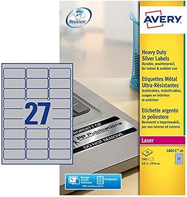 Avery l6011-20 (63,5 x 29,6 mm) étiquettes argentées très résistantes, 27 étiquettes par feuille a4. DIAYTAR COTE D'IVOIRE est la destination idéale pour faire vos achats en ligne en Côte d'Ivoire, avec une offre diversifiée allant de l'électronique à la mode en passant par les produits pour la maison. La boutique propose des produits de haute qualité à des prix compétitifs. Elle est réputée pour son service client de qualité.