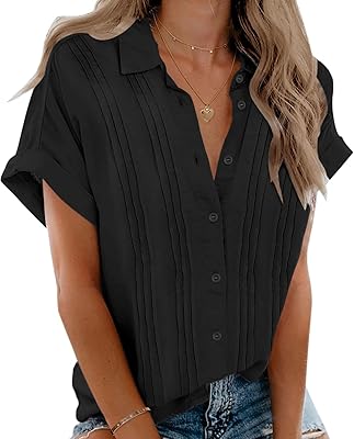 Chemises en coton et lin à manches courtes pour femmes, chemise décontractée