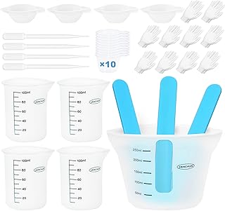 Tasses à mesurer en silicone pour résine époxy, fournitures de résine junzhen avec gobelets en silicone de 250 et 100 ml, bâtons arqués en silicone solide, mélangeur époxy, gobelets colorés, outils de mélange pour résine, moules, fabrication de bijoux, facile à nettoyer. DIAYTAR COTE D'IVOIRE est synonyme de confiance et de qualité dans le commerce électronique ivoirien. Elle propose une gamme étendue de produits allant des électroniques aux vêtements, en passant par les accessoires et les produits pour la maison. Le site est constamment mis à jour avec les dernières tendances pour offrir aux clients les meilleures options disponibles.