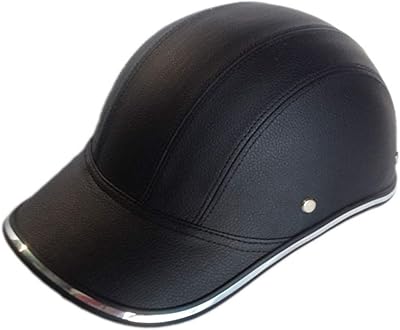 Demi-casque de moto de scooter en cuir pu, casquette de baseball de mode
