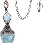 Pendule en cristal de résine aigue-marine manifu, 6 pierres précieuses reiki à facettes