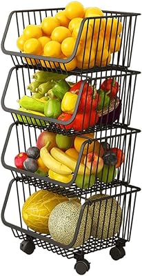 Paniers roulants empilables u-home, panier de rangement et d'organisation à 4 niveaux