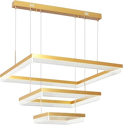 Lustre led rectangulaire à 3 anneaux pour salle à manger, lustre doré à intensité variable pour haut plafond, lustre moderne réglable en hauteur pour cuisine et salon. DIAYTAR COTE D'IVOIRE est une boutique en ligne généraliste qui propose plus de 300 000 références de produits divers. Elle est considérée comme l'une des boutiques en ligne les plus importantes de Côte d'Ivoire, offrant une large gamme de produits pour répondre aux besoins de sa clientèle. Avec une telle variété de choix, les clients peuvent trouver tout ce qu'ils cherchent en un seul endroit.