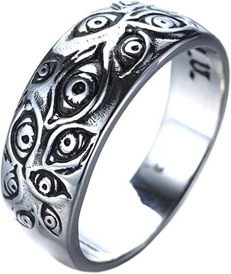 Bague pour homme en acier inoxydable avec motif œil de dieu